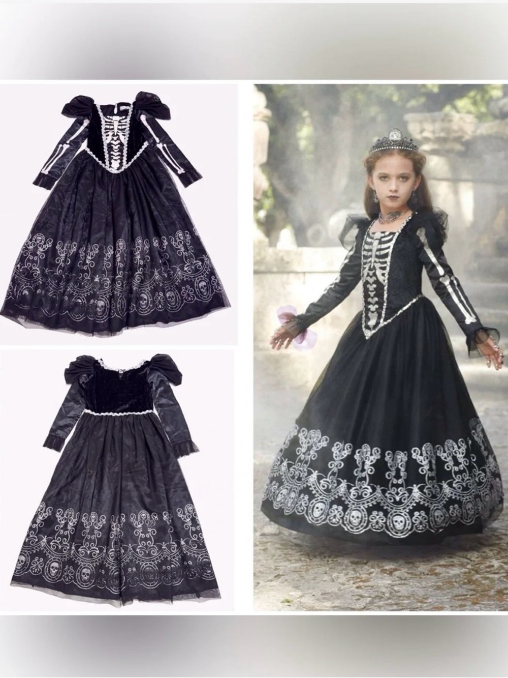 Chasing Fireflies Black and White Skeleton Princess Costume Dress